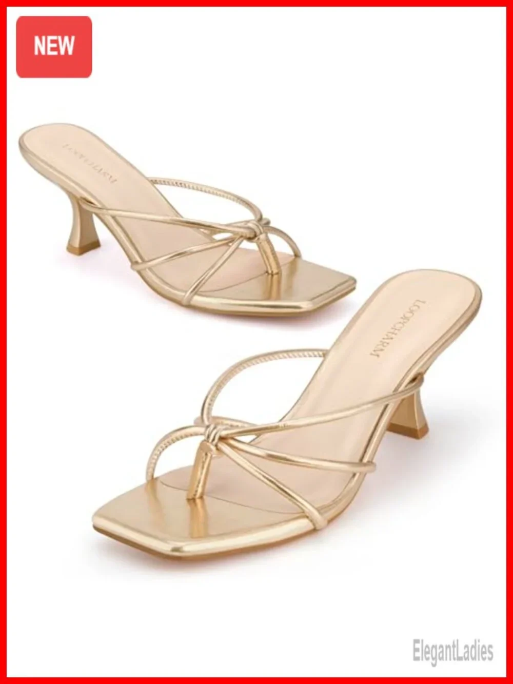 Women's Strappy Kitten Heel Thong Sandals Square Toe Mules Slip On
